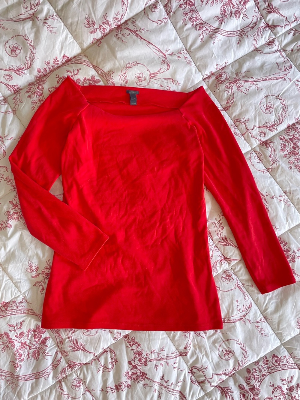 J Crew Women’s Off-Shoulder Red Long Sleeve Top